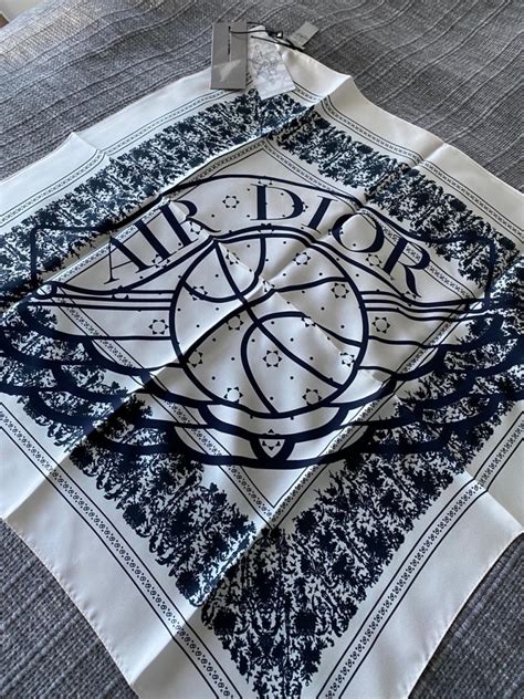 Jordan x Dior “Air Dior” Logo White Blue Silk Bandana Square Scarf